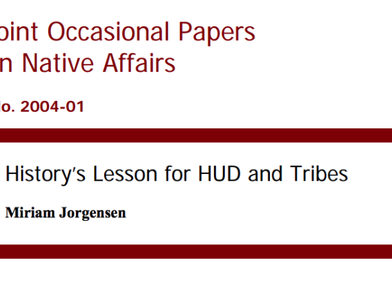 History’s Lesson for HUD and Tribes