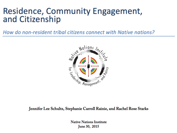 Residence, Community Engagement, and Citizenship: How do non-resident tribal citizens connect with Native nations?