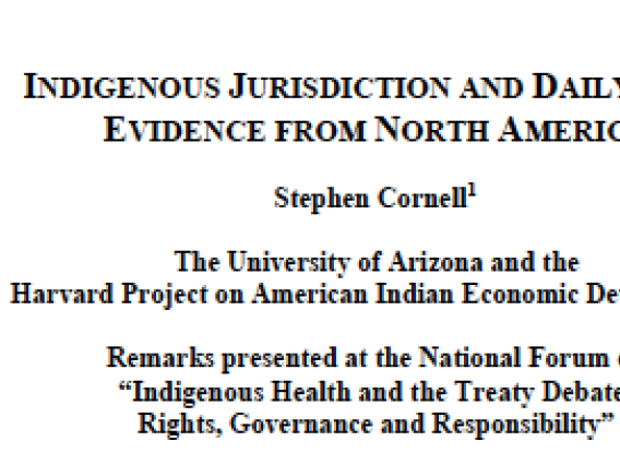 Indigenous Jurisdiction and Daily Life: Evidence from North America
