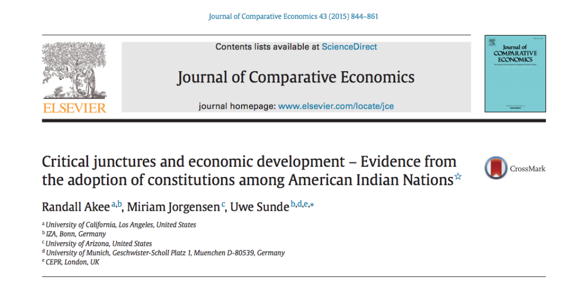 Critical junctures and economic development - evidence from the adoption of constitutions among American Indian nations