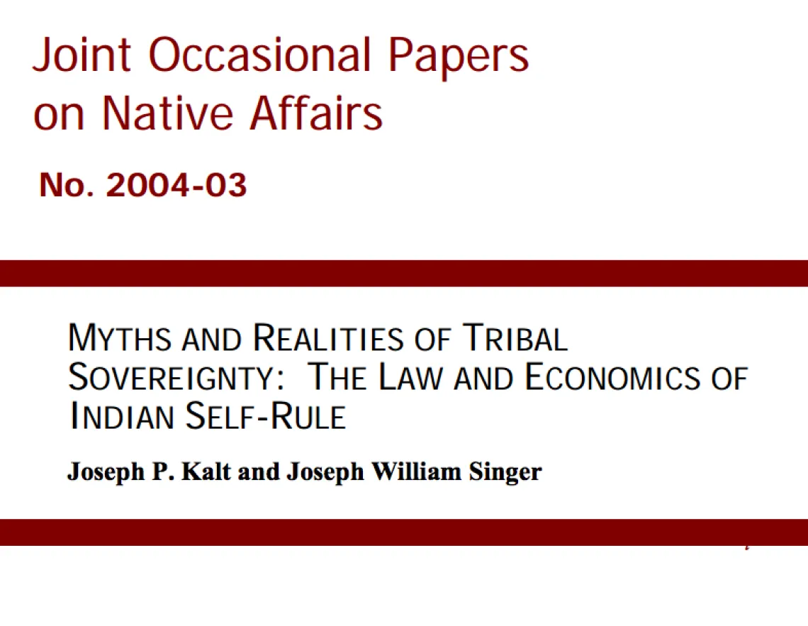 JOPNA Myths and Realities of Tribal Sovereignty