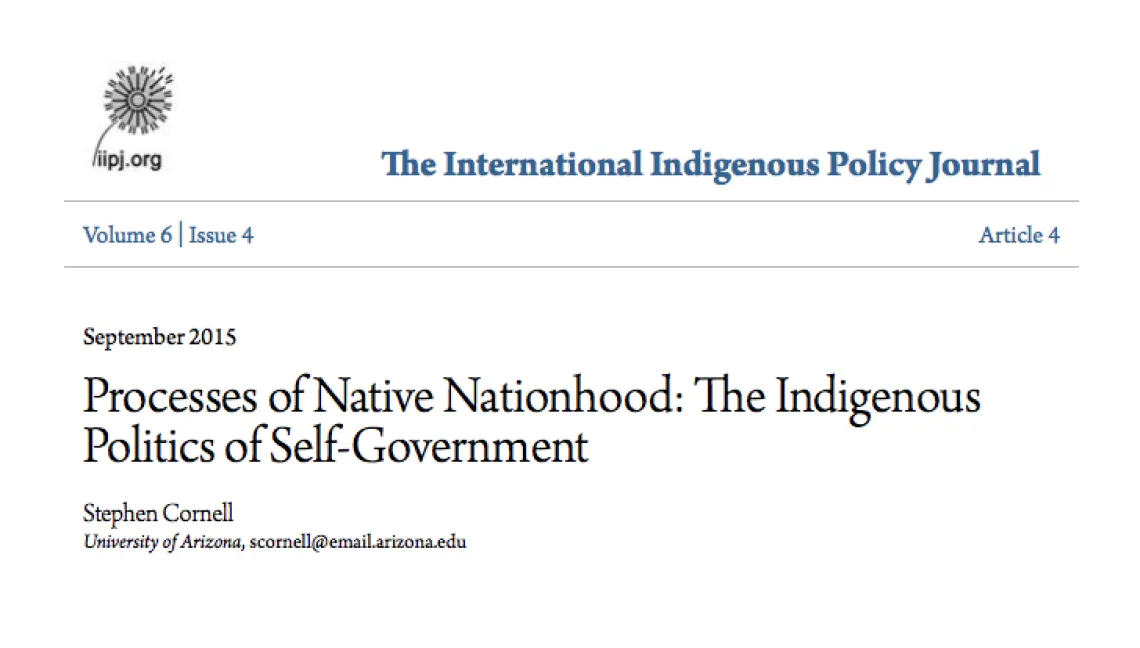 Processes of Native Nationhood- The Indigenous Politics of Self-Government