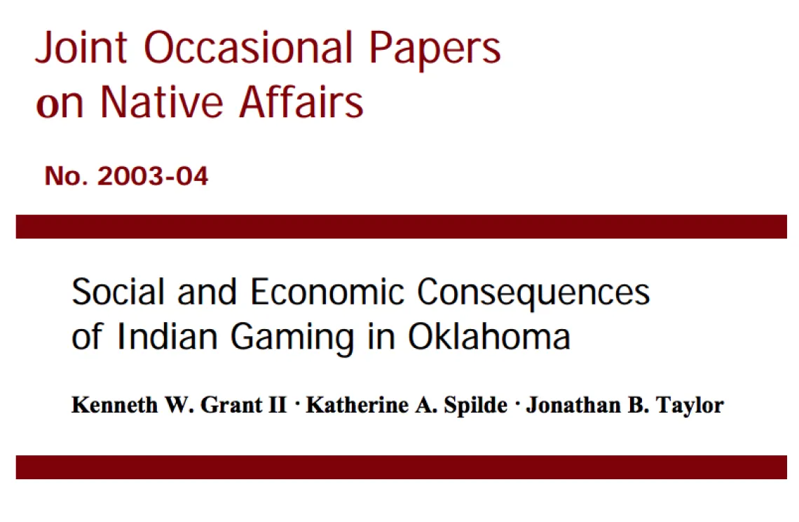 Social and Economic Consequences of Indian Gaming in Oklahoma