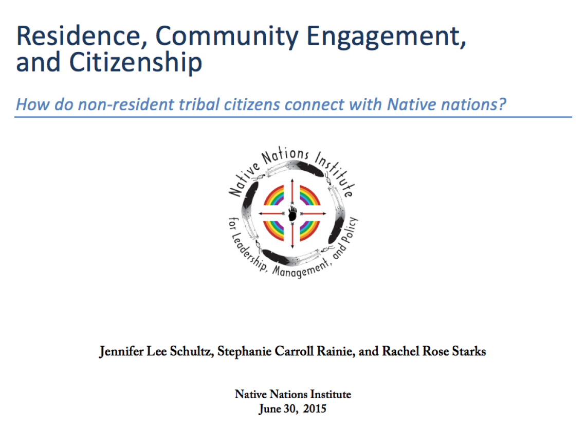 Residence, Community Engagement, and Citizenship: How do non-resident tribal citizens connect with Native nations?