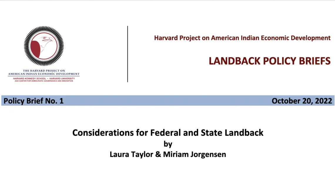 Considerations for Federal and State Landback