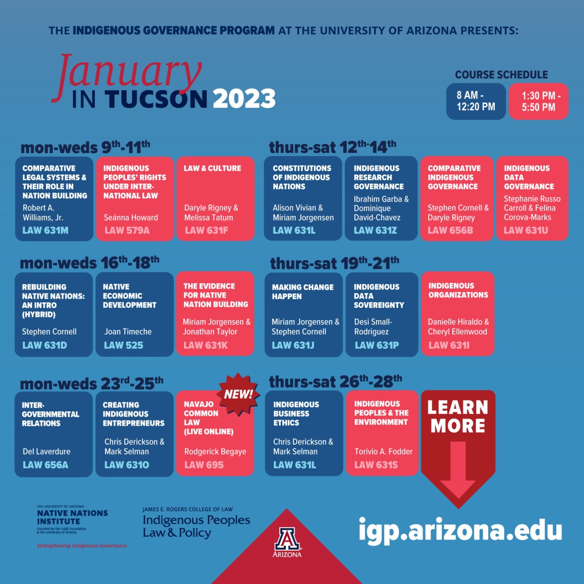 January in Tucson 2023 Course Calendar