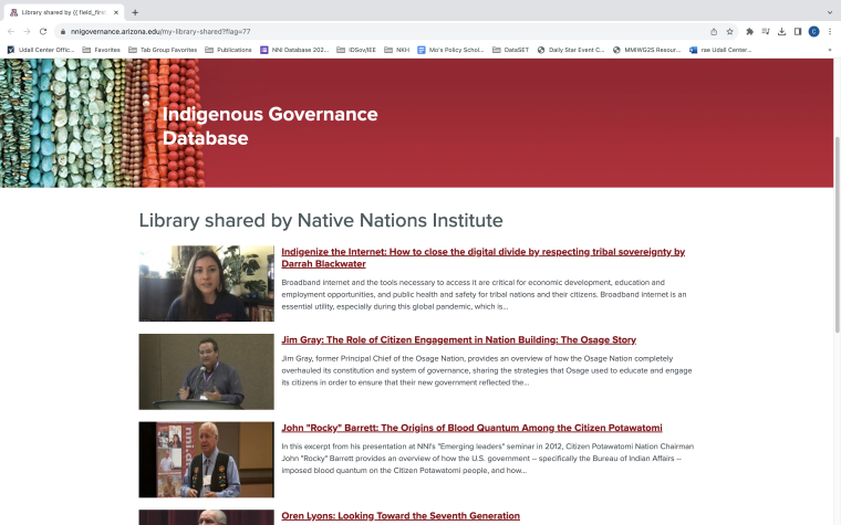 A screenshot of a custom video library created by NNI to share on Indigenous Peoples' Day 2023